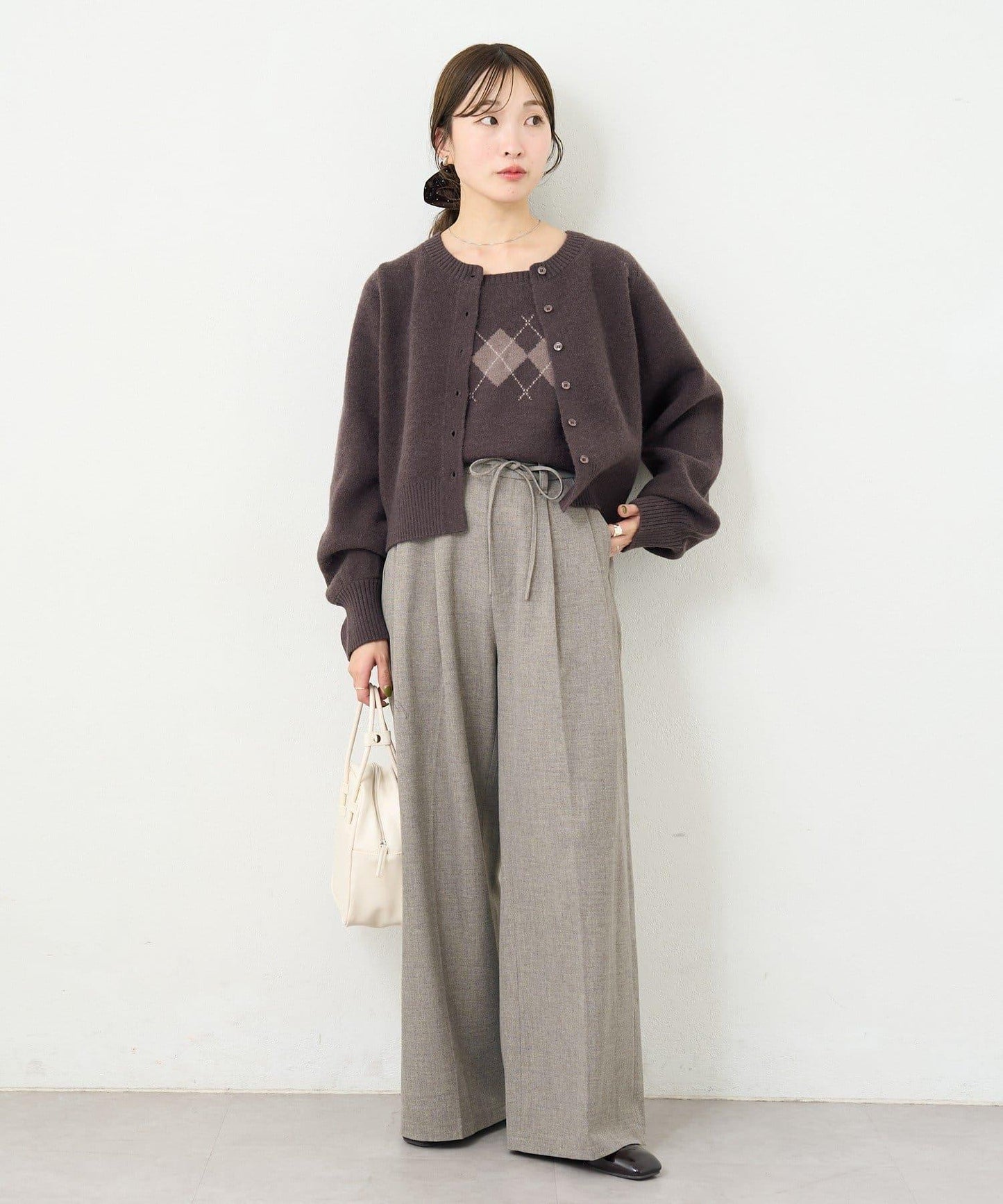 B 菱格吊帶套裝開衫