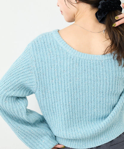 【前後兩穿】B 閃粉後開衩套頭衫