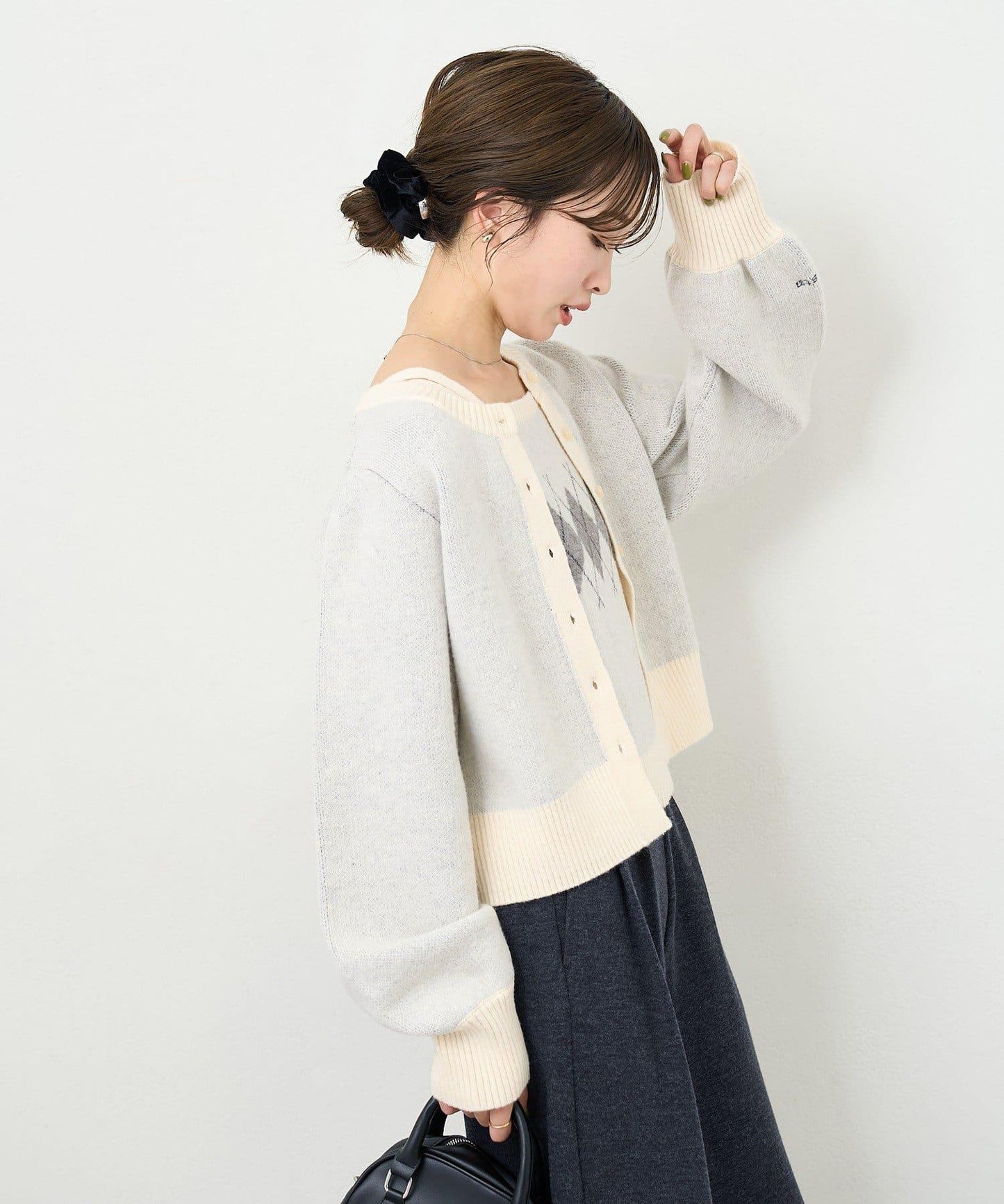 B 菱格吊帶套裝開衫