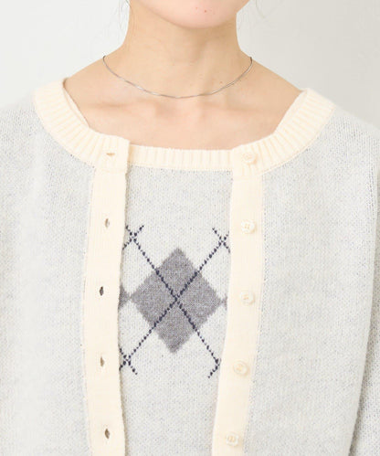 B 菱格吊帶套裝開衫