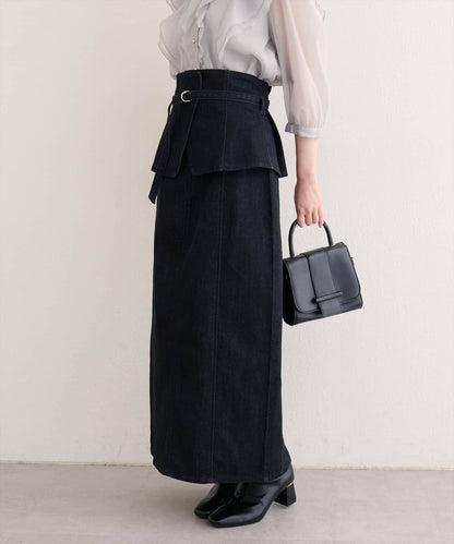 【natural couture】束腰帶牛仔半身裙