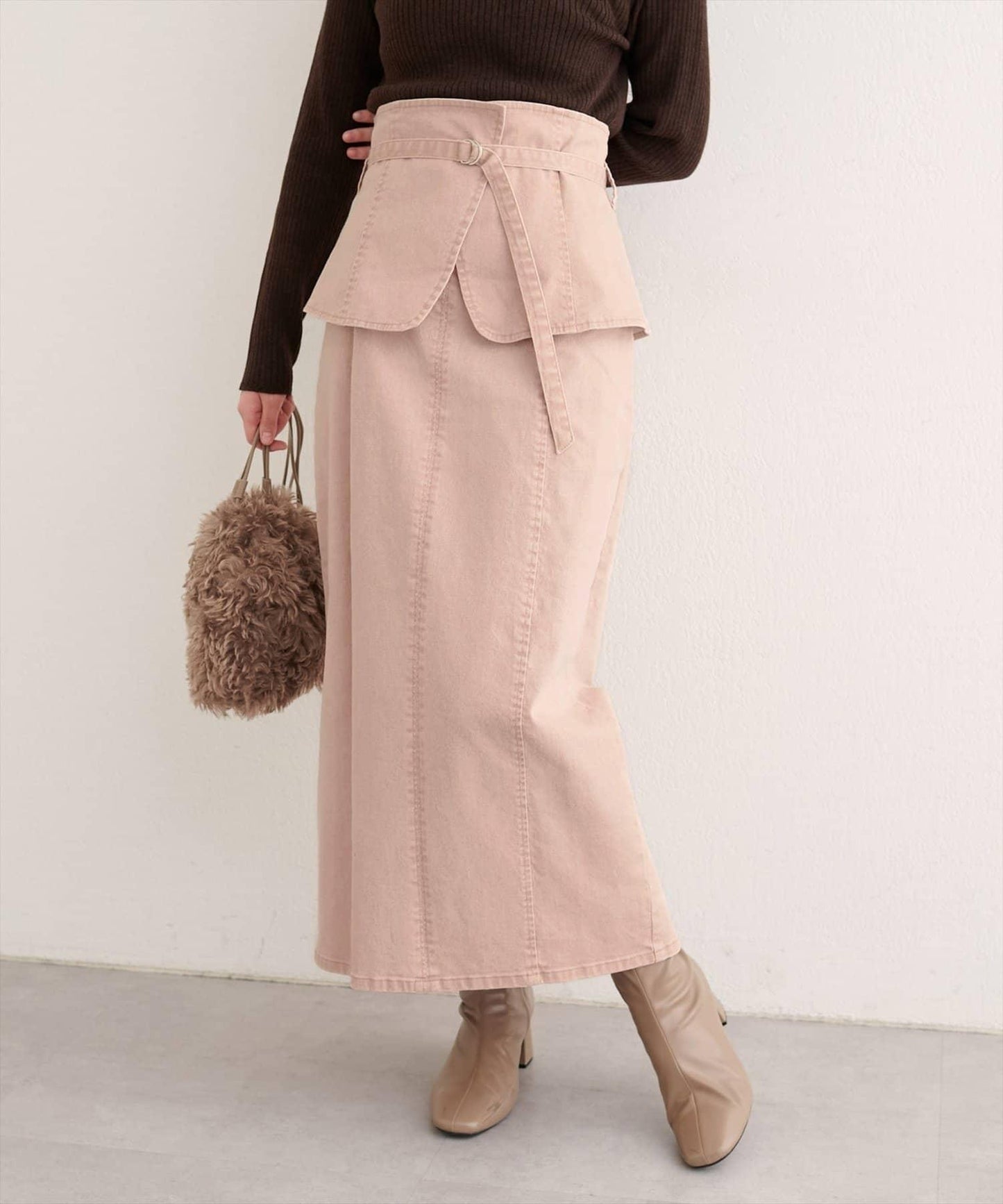 【natural couture】束腰帶牛仔半身裙