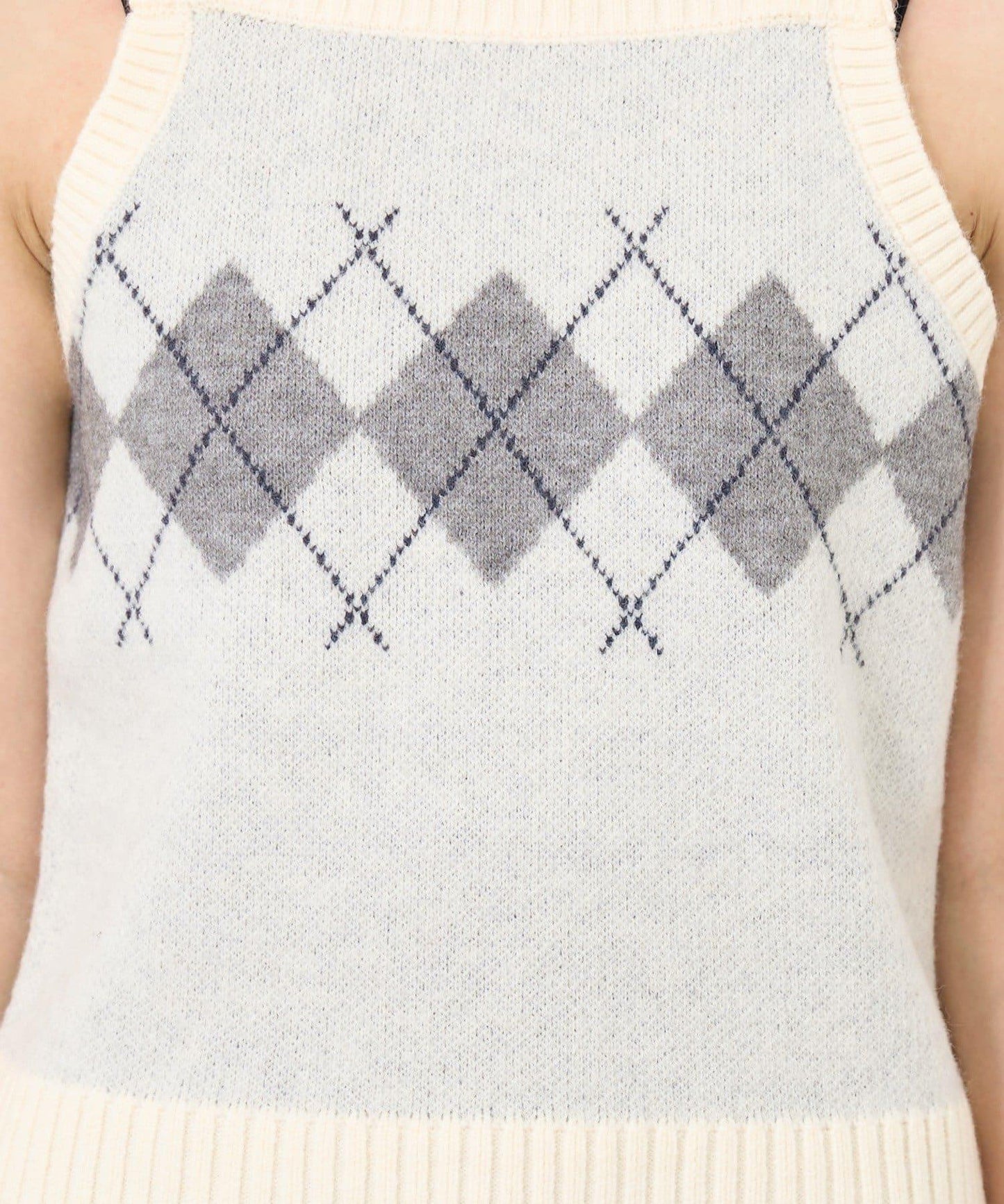 B 菱格吊帶套裝開衫