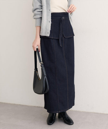 【natural couture】束腰帶牛仔半身裙