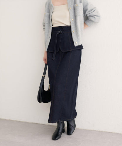 【natural couture】束腰帶牛仔半身裙