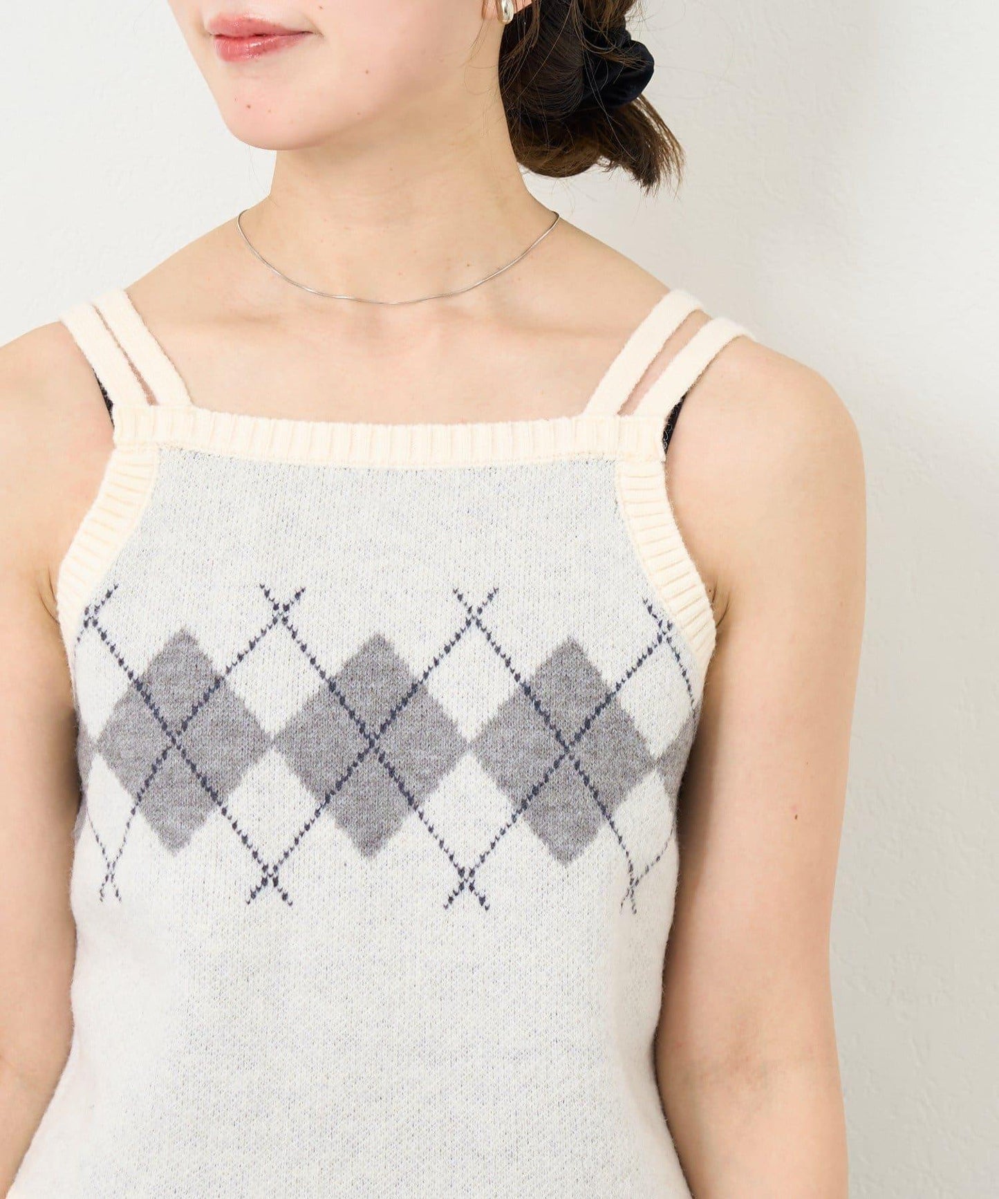 B 菱格吊帶套裝開衫