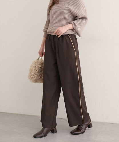 【natural couture】側邊條紋休閒褲