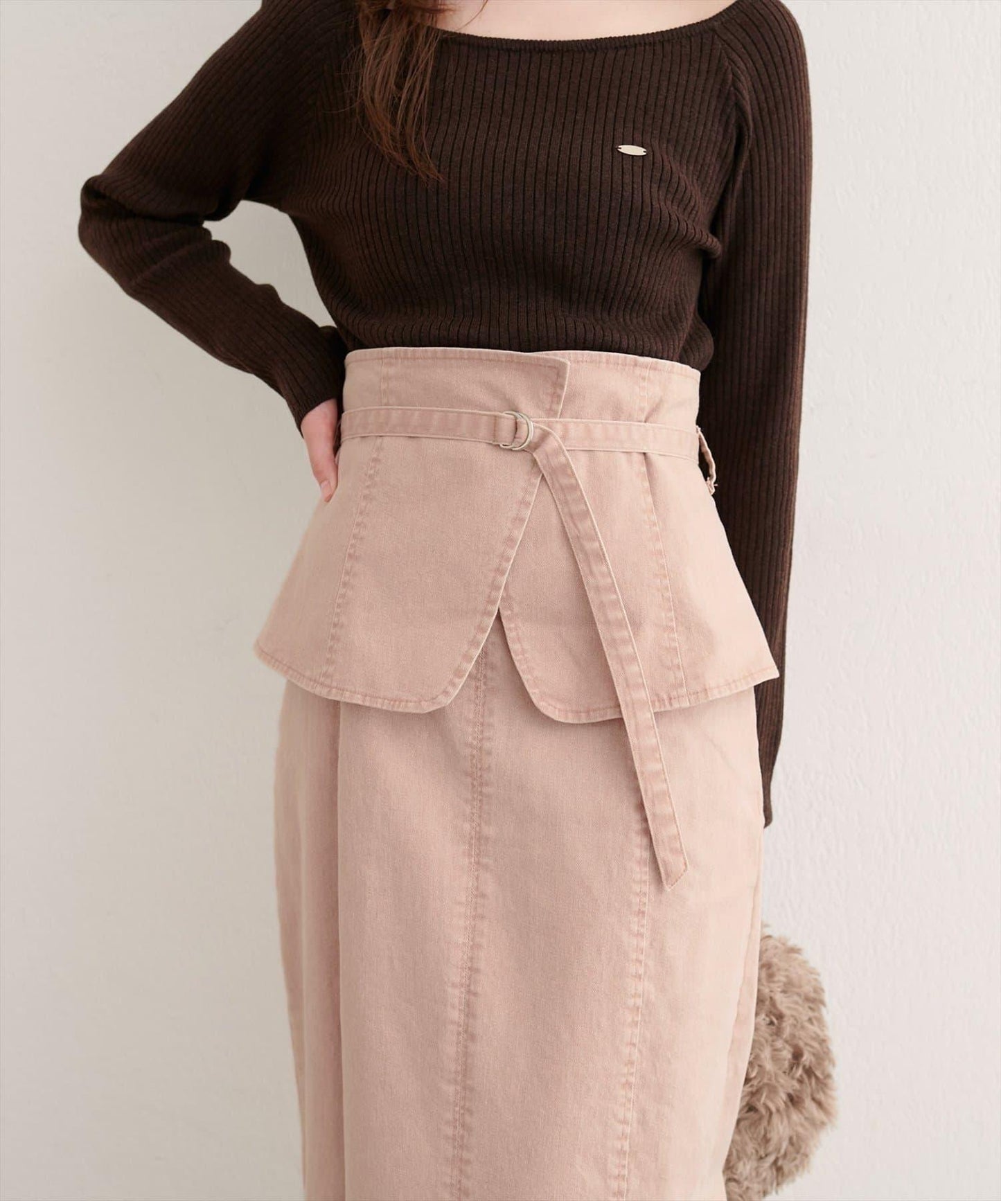 【natural couture】束腰帶牛仔半身裙