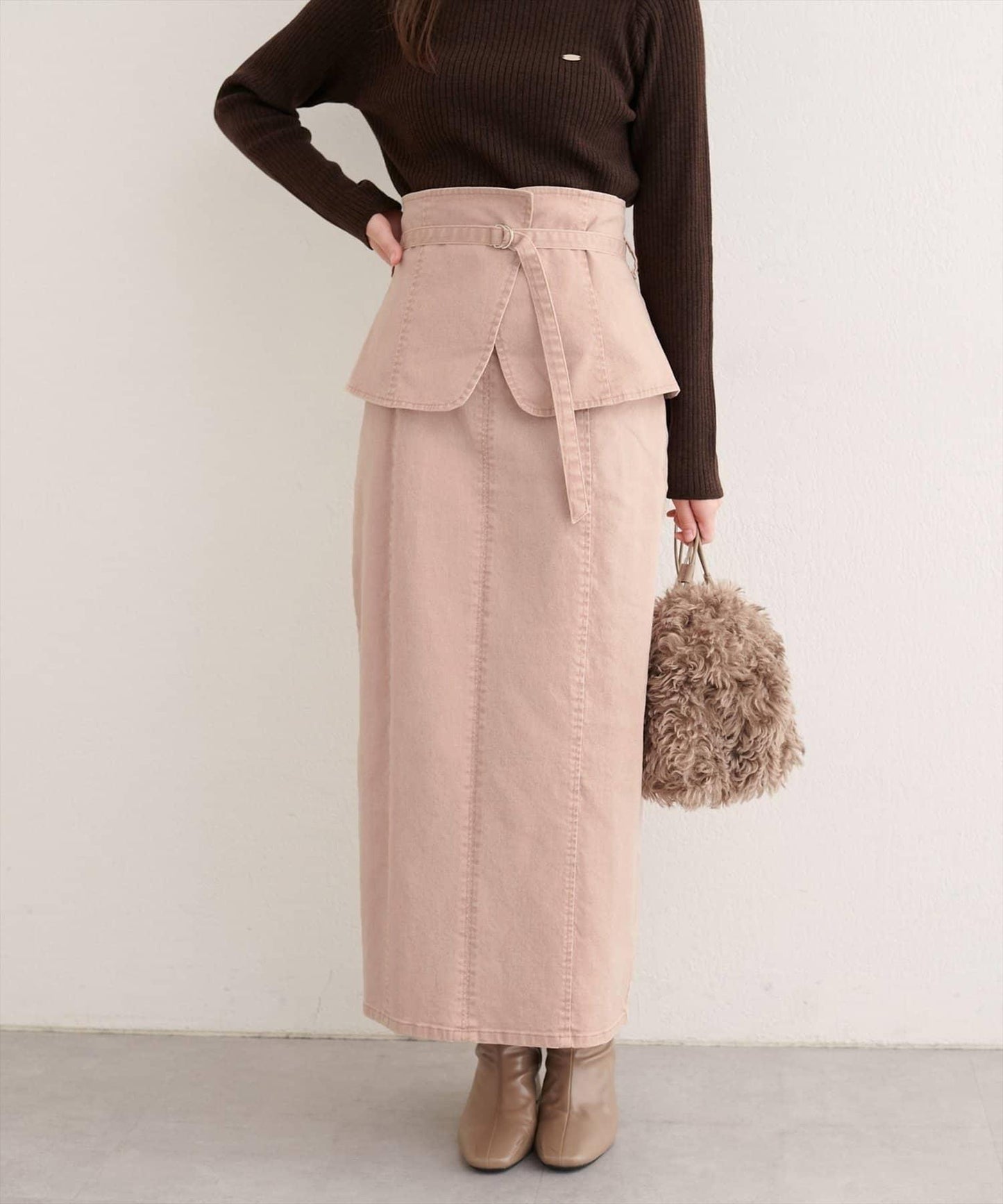 【natural couture】束腰帶牛仔半身裙