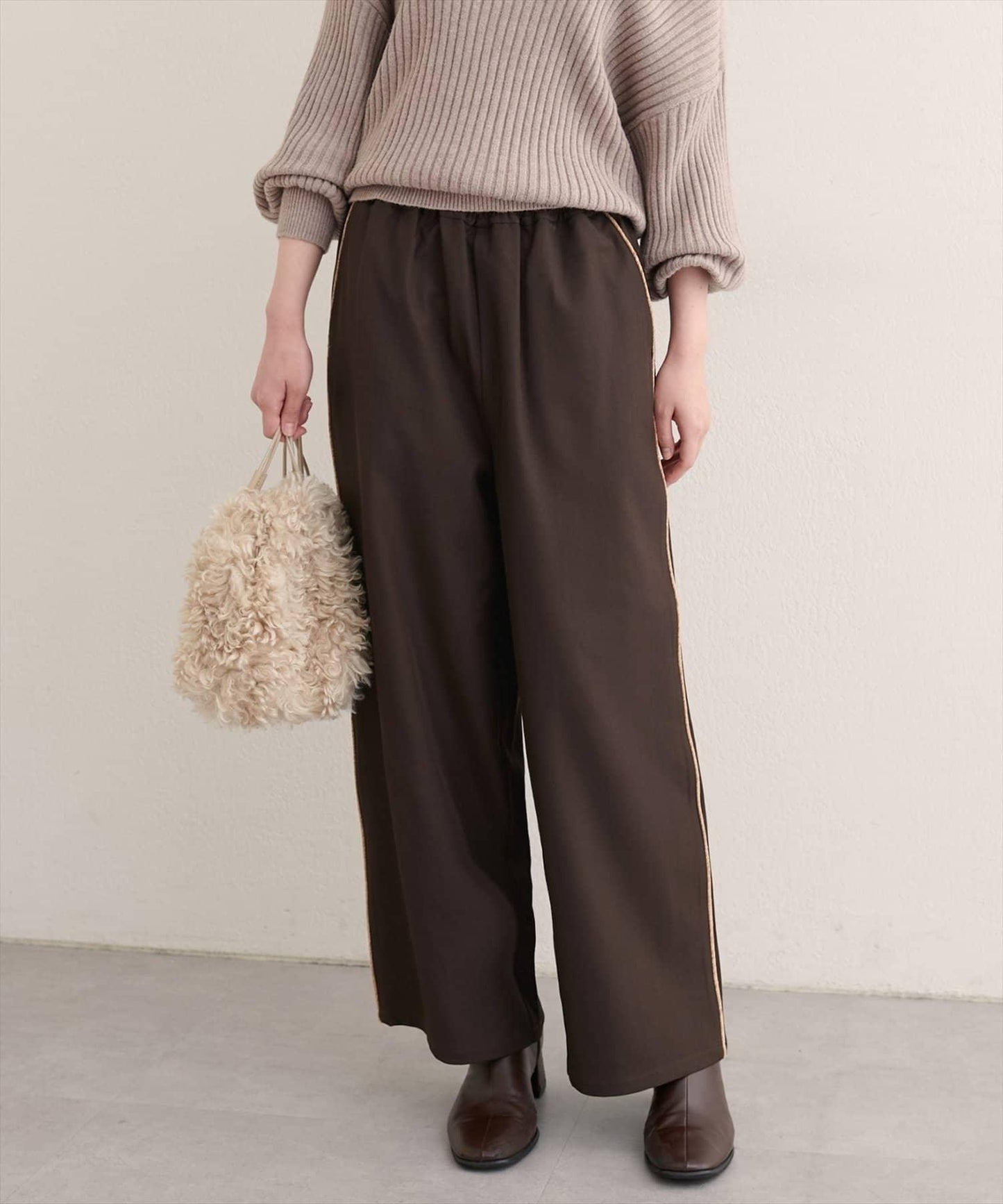 【natural couture】側邊條紋休閒褲