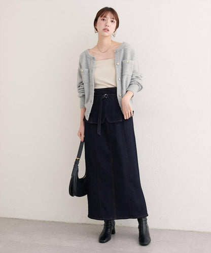 【natural couture】束腰帶牛仔半身裙