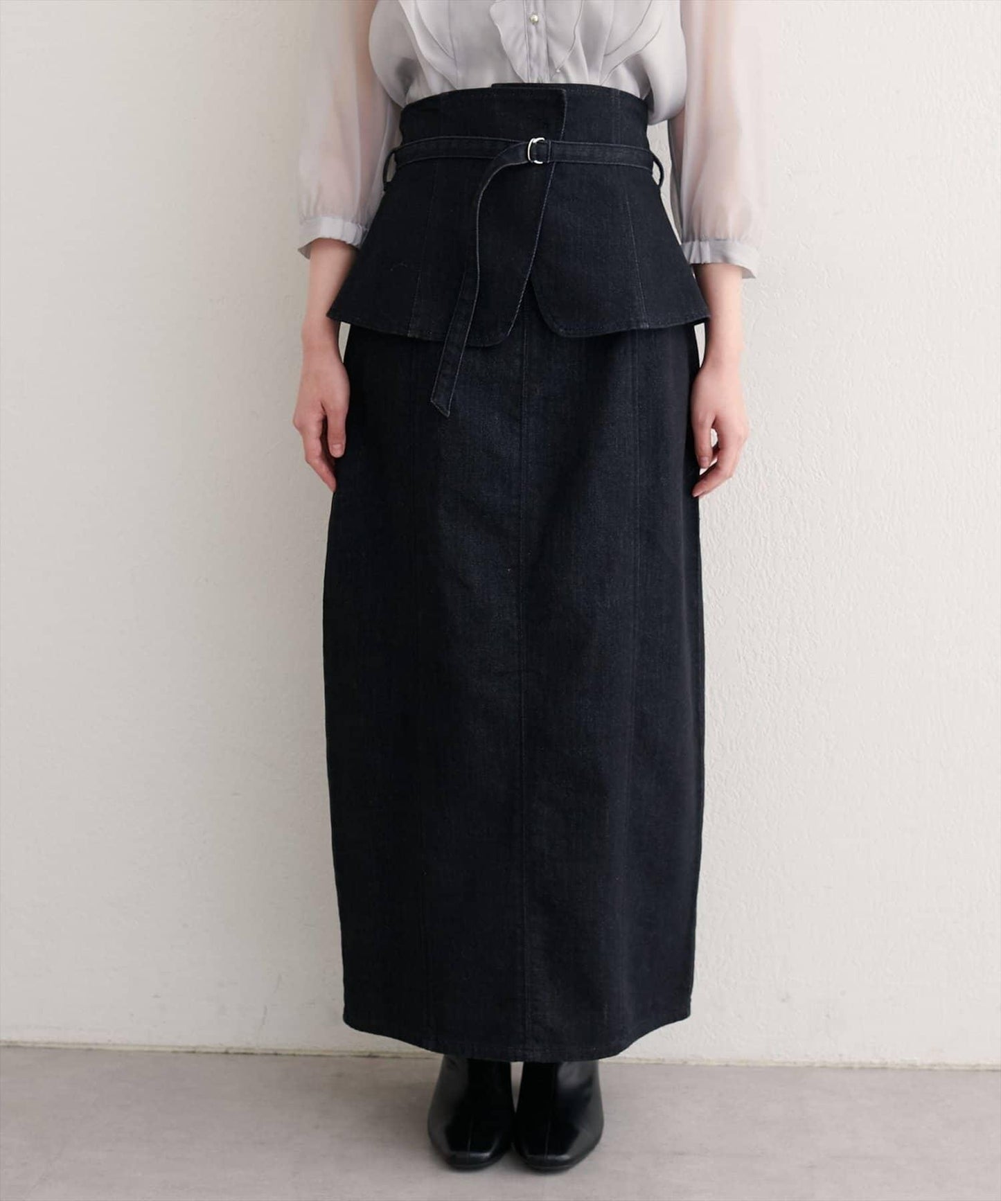 【natural couture】束腰帶牛仔半身裙