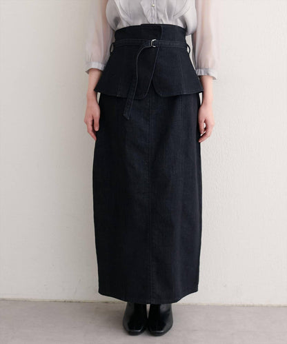 【natural couture】束腰帶牛仔半身裙