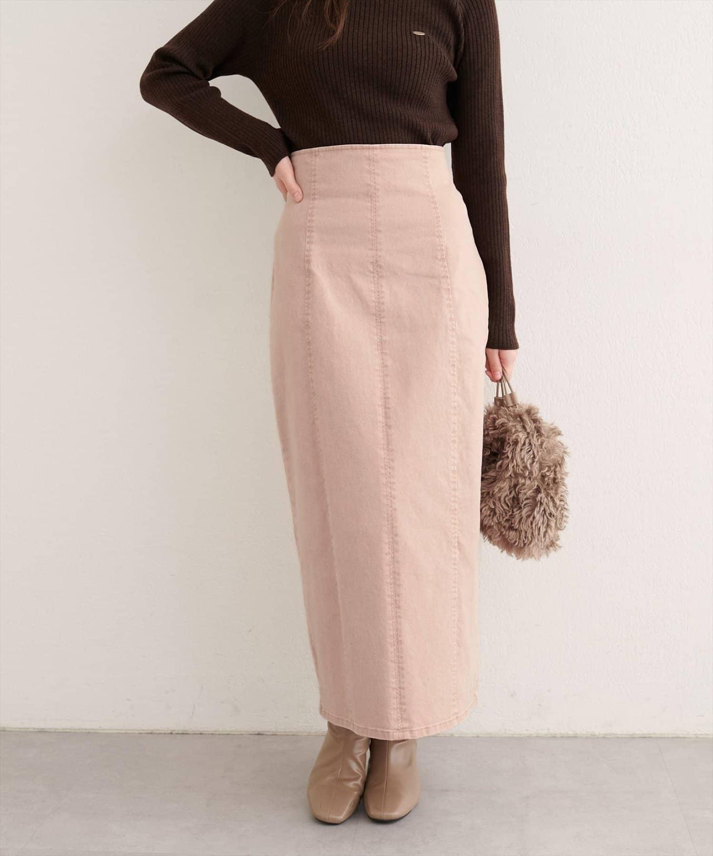 【natural couture】束腰帶牛仔半身裙