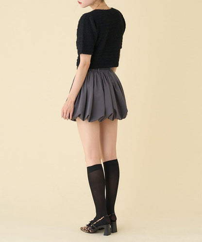 【one after another】金色紐扣短袖仿粗花呢開衫