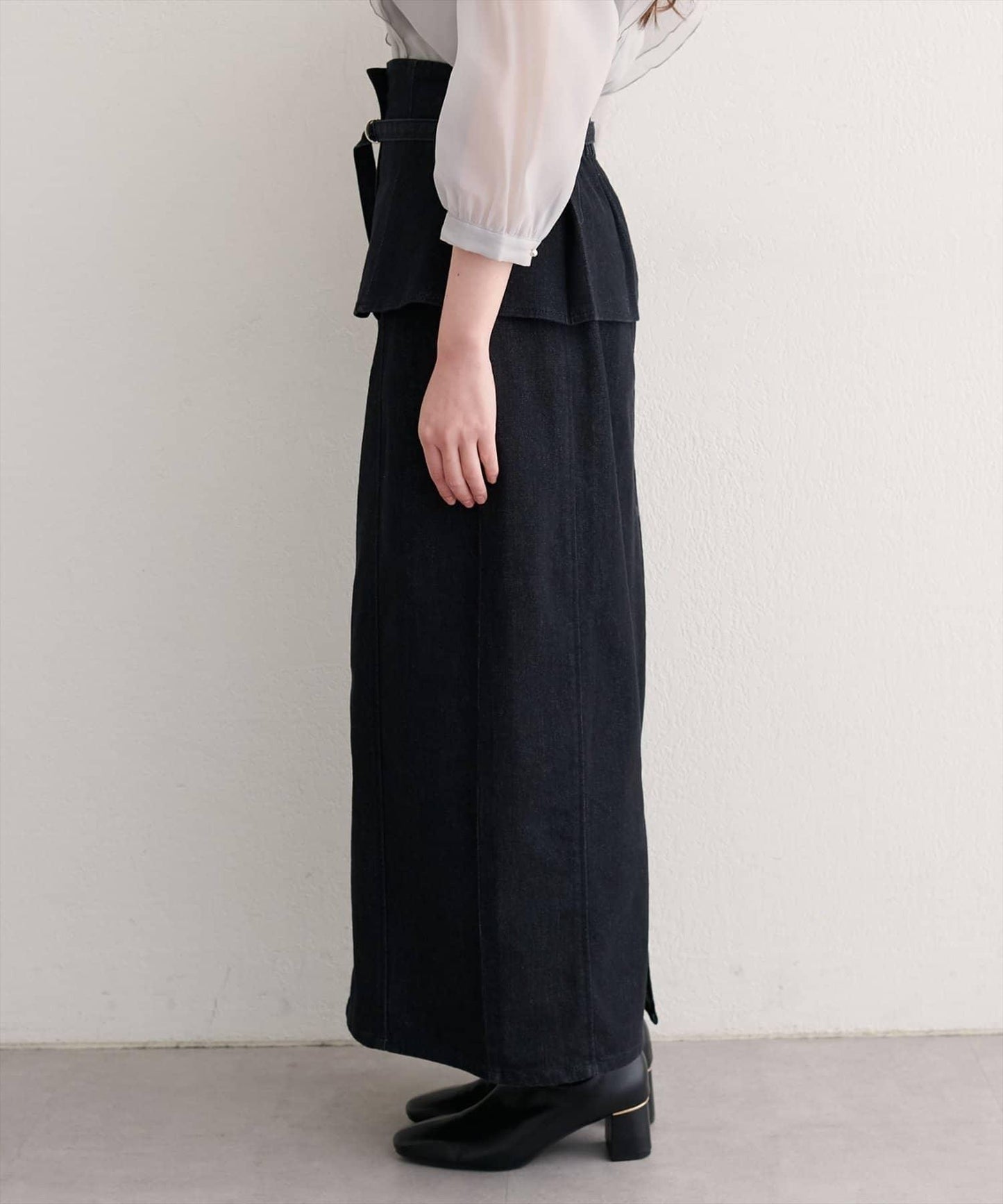 【natural couture】束腰帶牛仔半身裙