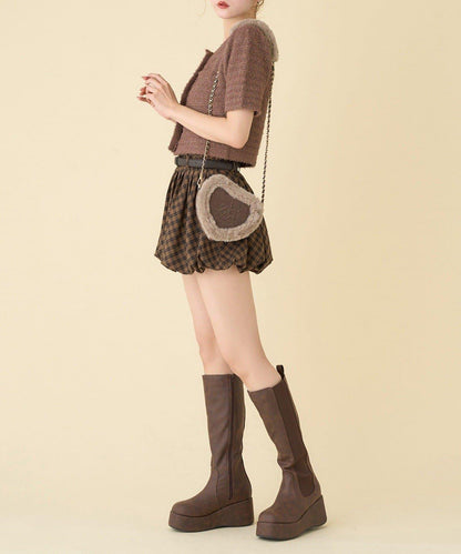 【one after another】金色紐扣短袖仿粗花呢開衫