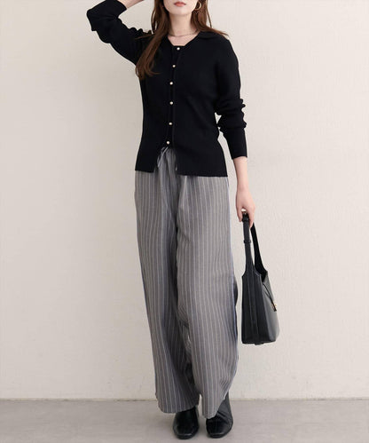 【natural couture】側邊條紋休閒褲