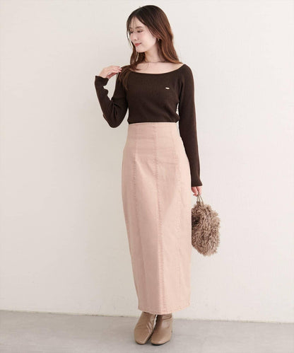 【natural couture】束腰帶牛仔半身裙