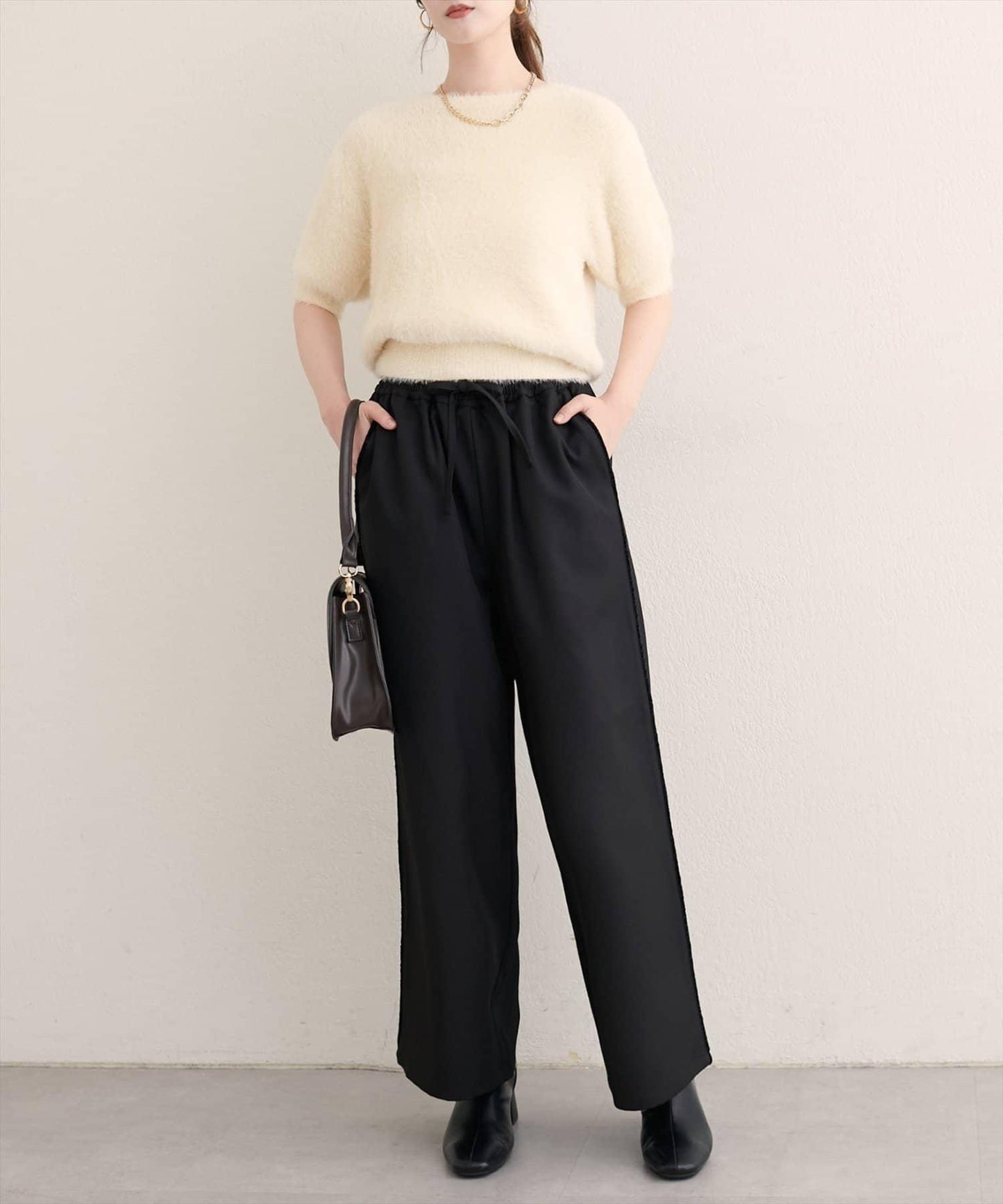 【natural couture】側邊條紋休閒褲