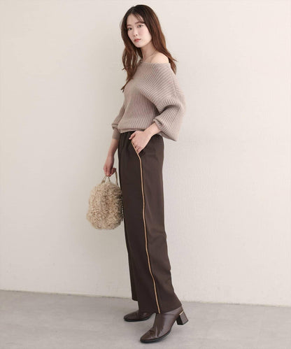 【natural couture】側邊條紋休閒褲