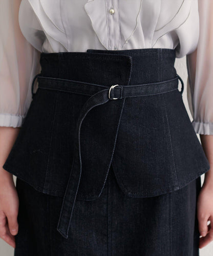 【natural couture】束腰帶牛仔半身裙