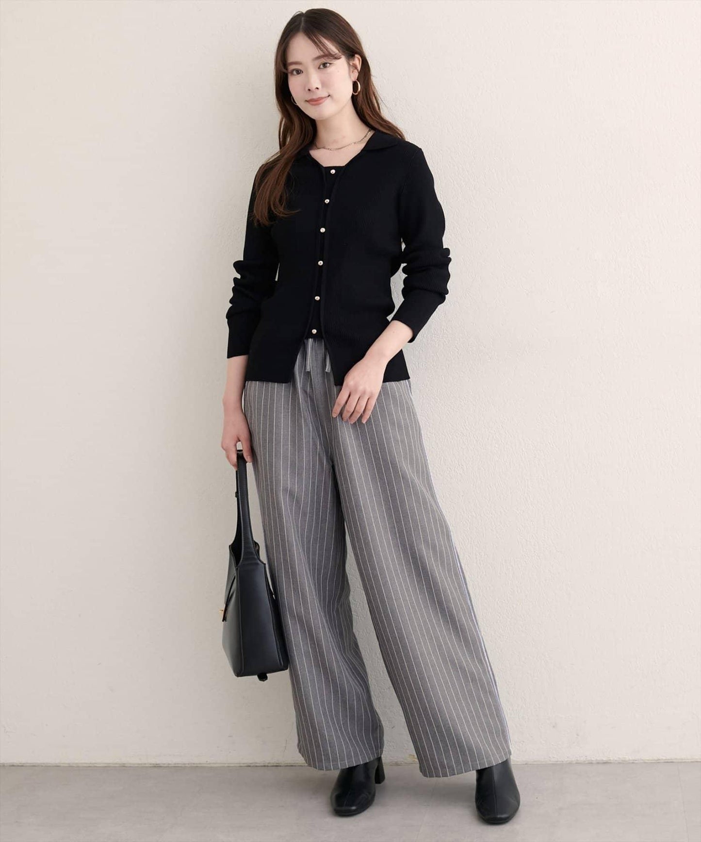 【natural couture】側邊條紋休閒褲