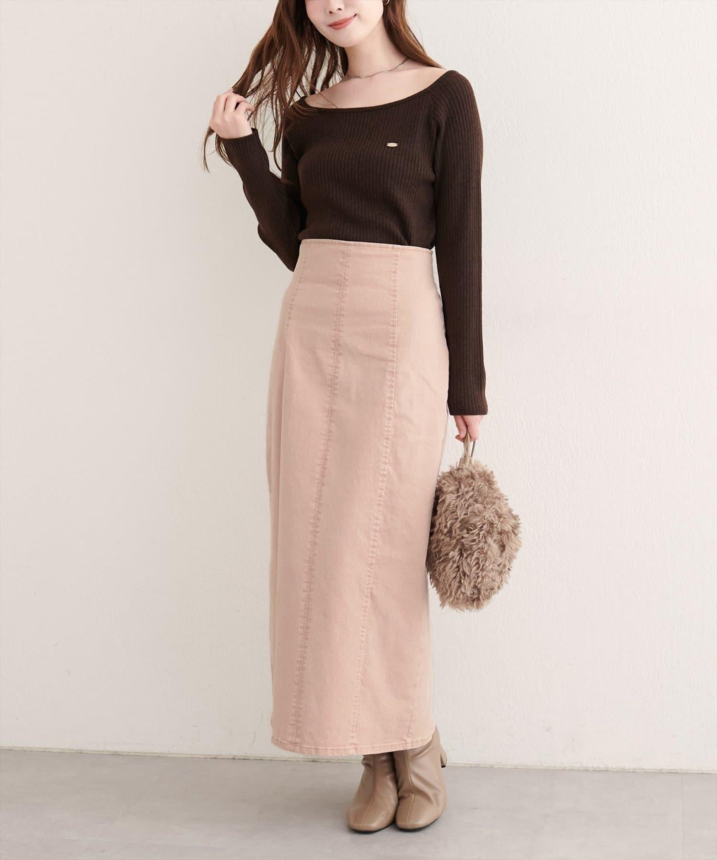 【natural couture】束腰帶牛仔半身裙