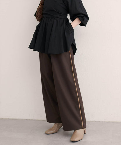 【natural couture】側邊條紋休閒褲