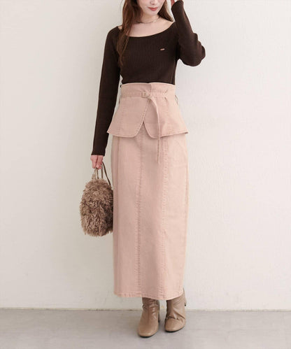 【natural couture】束腰帶牛仔半身裙