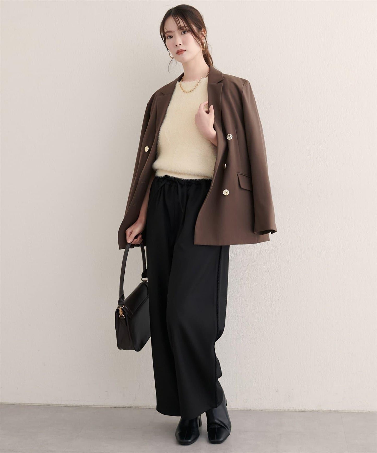 【natural couture】側邊條紋休閒褲