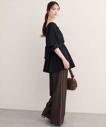 【natural couture】側邊條紋休閒褲