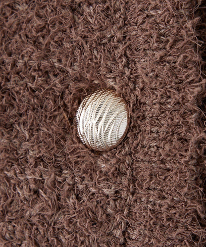 【one after another】金色紐扣短袖仿粗花呢開衫