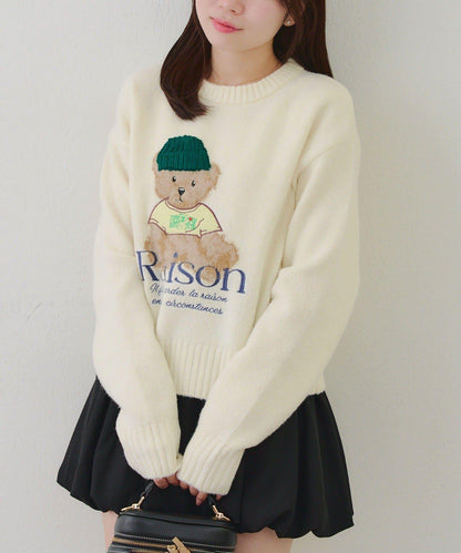 【RMAF】針織帽熊圖案套頭衫