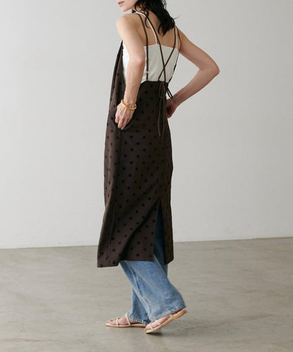 【LARUTA】斜紋植絨波點吊帶連衣裙