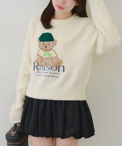 【RMAF】針織帽熊圖案套頭衫
