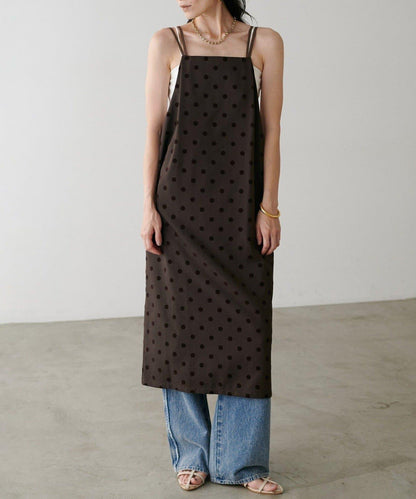 【LARUTA】斜紋植絨波點吊帶連衣裙