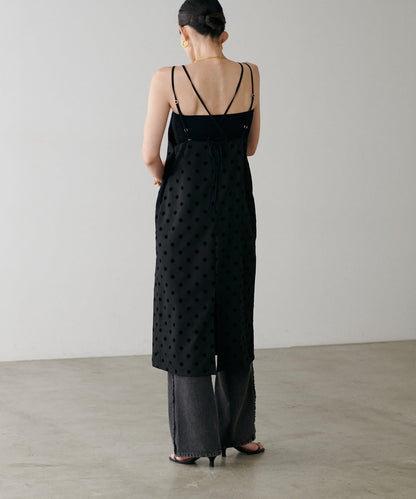 【LARUTA】斜紋植絨波點吊帶連衣裙