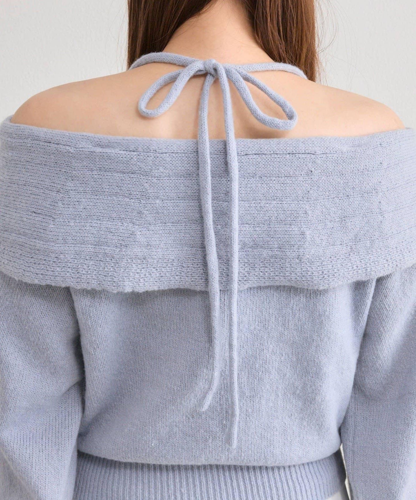 【OLIVE des OLIVE】蝴蝶結一字肩針織衫