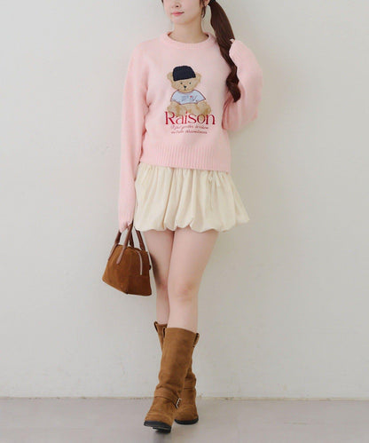 【RMAF】針織帽熊圖案套頭衫