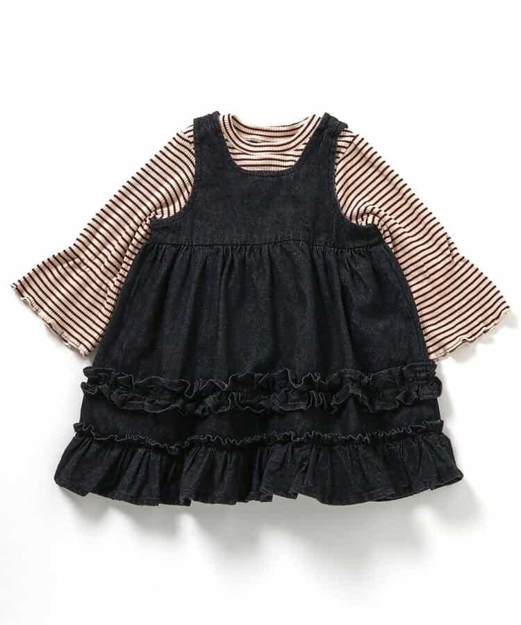 2件套牛仔荷葉邊連衣裙