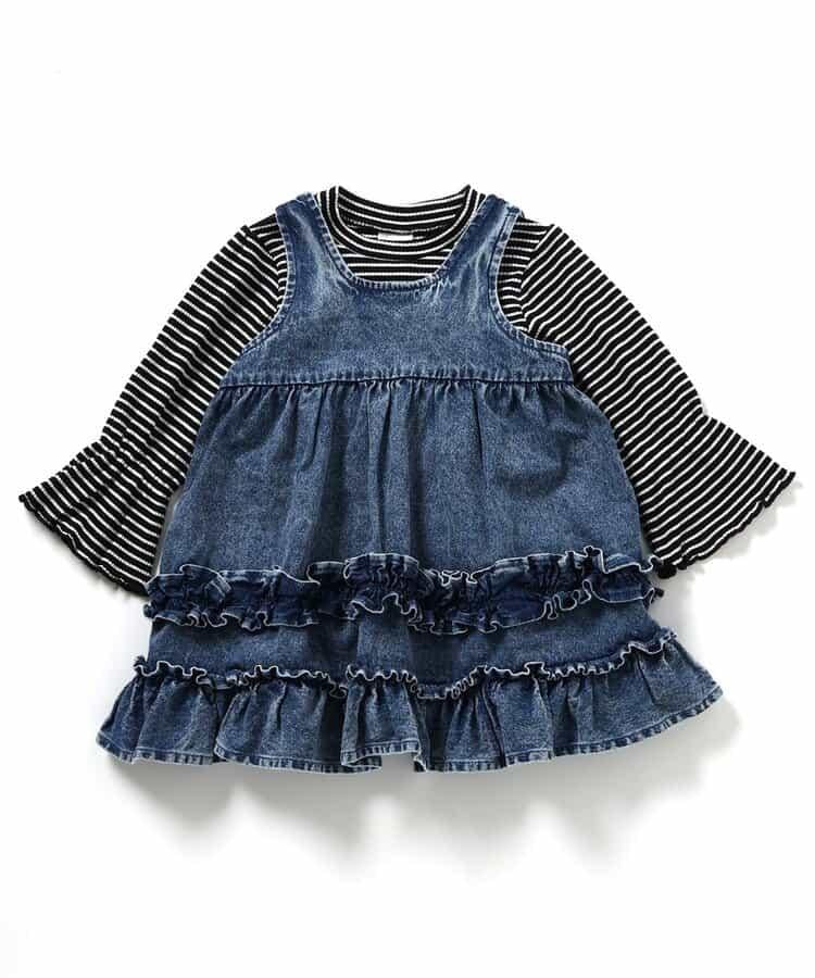 2件套牛仔荷葉邊連衣裙