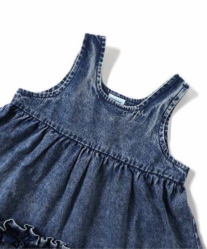 2件套牛仔荷葉邊連衣裙