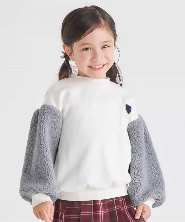 愛心刺繡袖毛絨衛衣