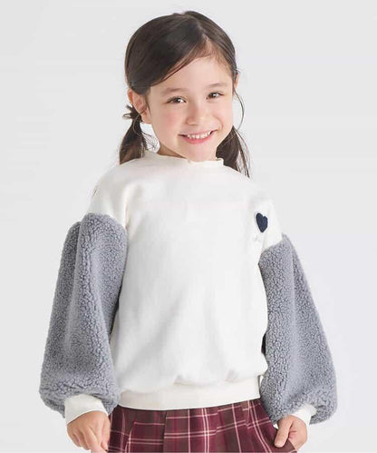 愛心刺繡袖毛絨衛衣