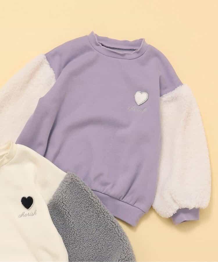 愛心刺繡袖毛絨衛衣