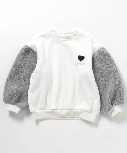 愛心刺繡袖毛絨衛衣