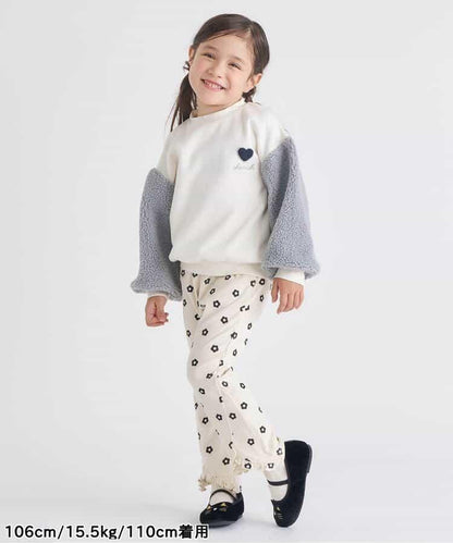 愛心刺繡袖毛絨衛衣