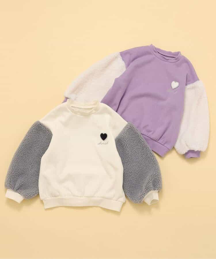 愛心刺繡袖毛絨衛衣