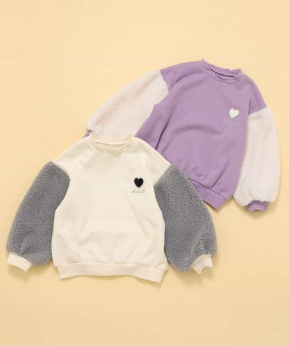 愛心刺繡袖毛絨衛衣